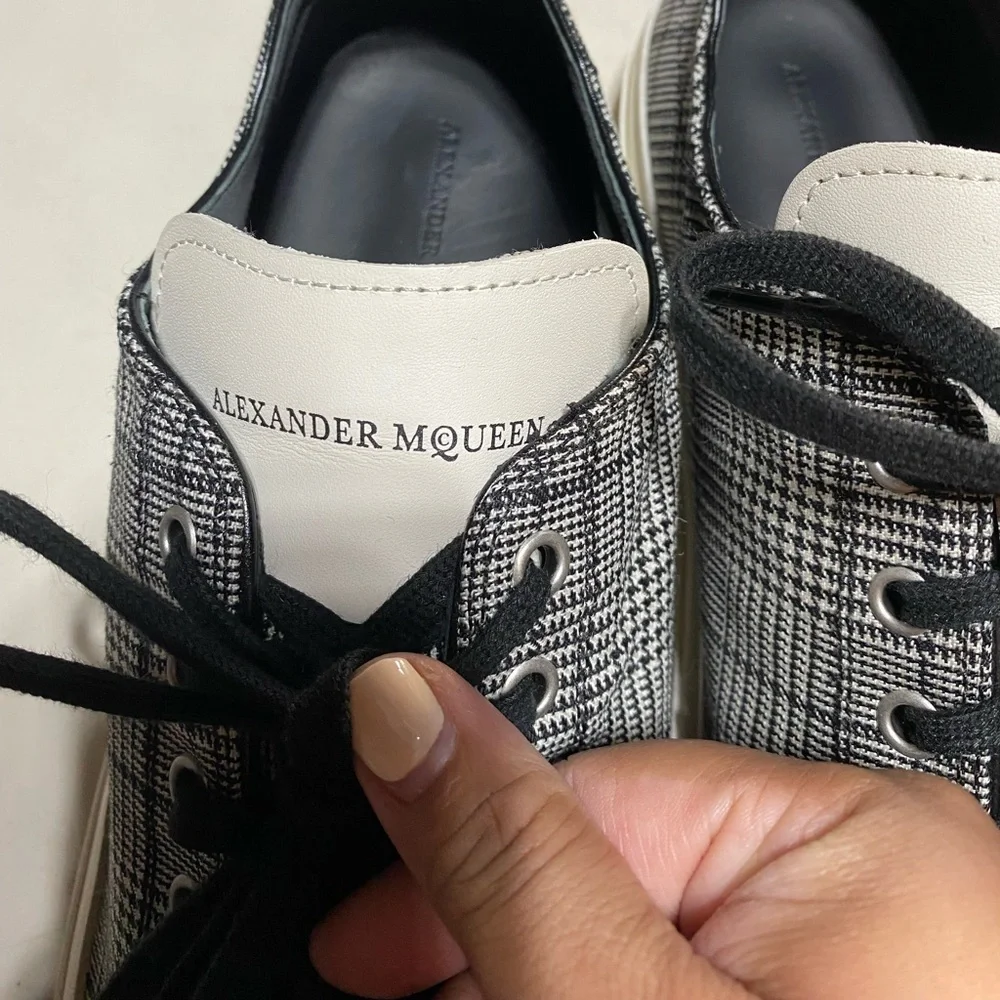 Alexander McQueen Plaid Leather Low Sneakers Sz 12